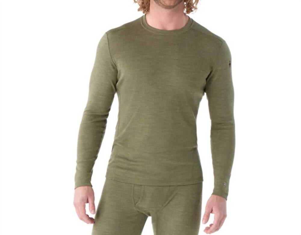 NEW SMARTWOOL classic thermal merino base layer crew top in winter moss heather